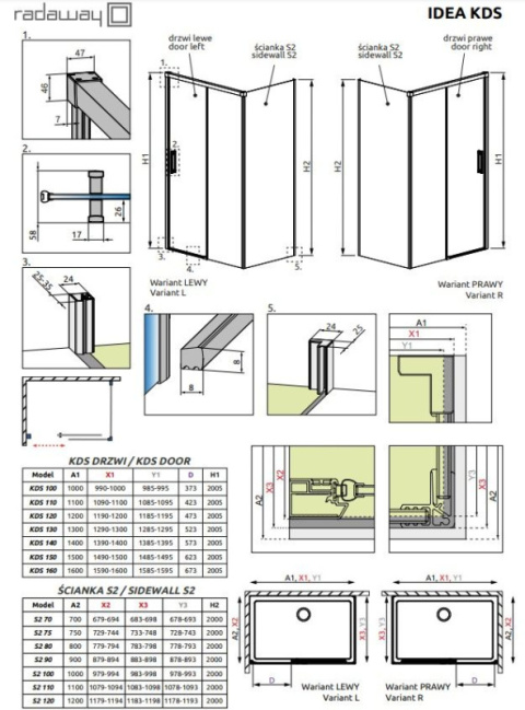 Radaway Idea Black KDS drzwi prysznicowe 120 cm prawe czarny/szkło przezroczyste 10115120-54-01R