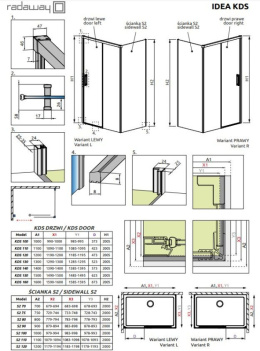 Radaway Idea Black KDS drzwi prysznicowe 120 cm prawe czarny/szkło przezroczyste 10115120-54-01R