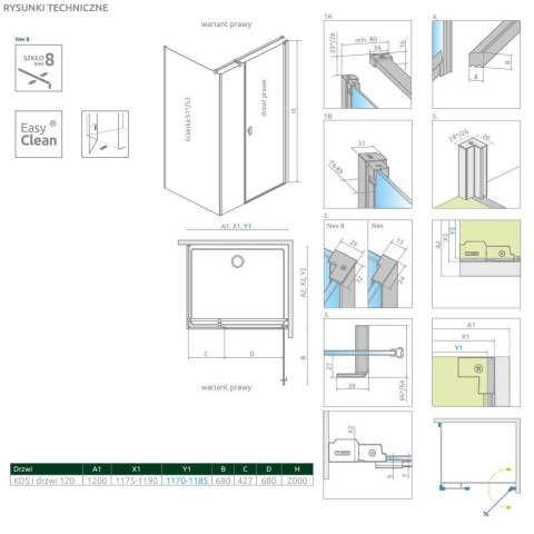 Radaway Idea DWJ drzwi prysznicowe 160 cm wnękowe prawe chrom/szkło przezroczyste 387020-01-01R