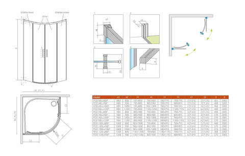 Radaway Idea PDD ścianka prysznicowa 90 cm chrom połysk/szkło przezroczyste 387157-01-01