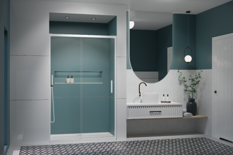 Radaway Idea White DWJ drzwi prysznicowe 120 cm wnękowe lewe biały mat/szkło przezroczyste 387016-04-01L