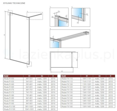 Radaway Modo F Gold II ścianka prysznicowa 100 cm złoty połysk/szkło przezroczyste 10409104-09-01