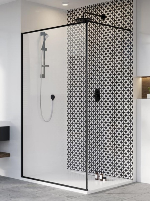 Radaway Modo New Black II Frame Walk-In ścianka prysznicowa 100 cm wolnostojąca czarny mat/szkło Frame 389104-54-56