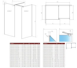 Radaway Modo New Black II Frame Walk-In ścianka prysznicowa 100 cm wolnostojąca czarny mat/szkło Frame 389104-54-56