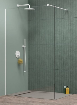 Radaway Modo New White II Walk-In ścianka prysznicowa 140 cm wolnostojąca biały mat/szkło przezroczyste 389144-04-01