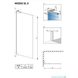 Radaway Modo SL Brushed Nickel II ścianka prysznicowa 110 cm nikiel szczotkowany/szkło przezroczyste 10319114-91-01R