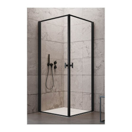 Radaway Nes 8 Black KDD drzwi prysznicowe 80 cm uchylne czarny mat/szkło ze wzorem 10071080-54-56R