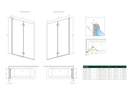 Radaway Nes Black PND I parawan nawannowy 130 cm lewy czarny mat/szkło przezroczyste 10010130-54-01L