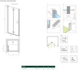 Radaway Nes DWB drzwi prysznicowe 80 cm lewe chrom/szkło przezroczyste 10029080-01-01L