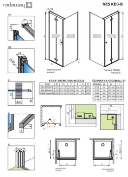 Radaway Nes KDJ B drzwi prysznicowe 100 cm prawe chrom/szkło przezroczyste 10025100-01-01R