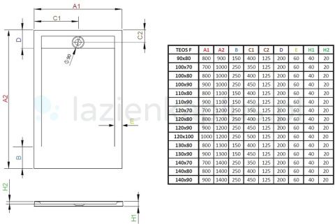 Radaway Teos F brodzik 130x90 cm konglomeratowy biały HTF13090-04