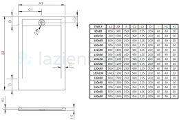 Radaway Teos F brodzik 130x90 cm prostokątny konglomeratowy antracyt HTF13090-64