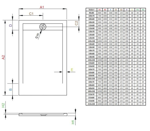 Radaway Teos F brodzik 150x80 cm prostokątny biały HTF15080-04