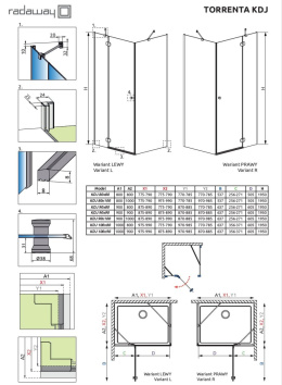 Radaway Torrenta KDJ kabina prysznicowa 100x90 cm prostokątna lewa chrom/szkło przezroczyste 132246-01-01L