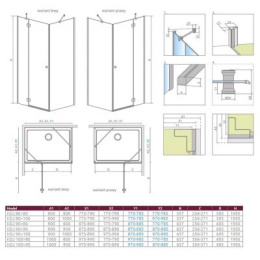 Radaway Torrenta KDJ kabina prysznicowa 80x100 cm prostokątna prawa chrom/szkło przezroczyste 132250-01-01R