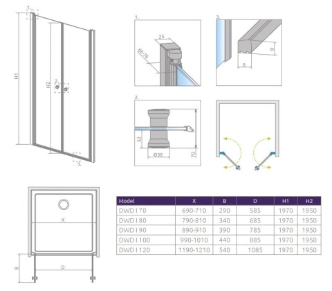 Radaway Eos DWD I drzwi prysznicowe 100 cm wnękowe chrom/szkło przezroczyste 137723-01-01