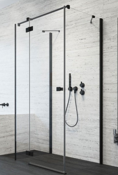 Radaway Essenza New Black KDJ+S drzwi prysznicowe 90 cm lewe czarny mat/szkło przezroczyste 385020-54-01L