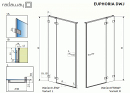 Radaway Euphoria DWJ ścianka prysznicowa 24,3 cm lewa chrom/szkło przezroczyste 383212-01L