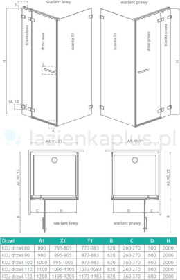 Radaway Euphoria KDJ ścianka prysznicowa 24,3 cm lewa chrom/szkło przezroczyste 383241-01L