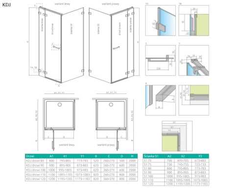 Radaway Euphoria KDJ ścianka prysznicowa 24,3 cm prawa chrom/szkło przezroczyste 383241-01R