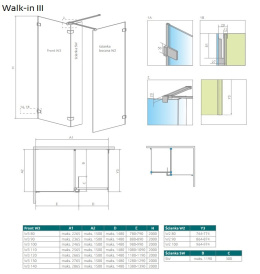 Radaway Euphoria Walk-In ścianka frontowa W3 120 cm chrom/szkło przezroczyste 383134-01-01