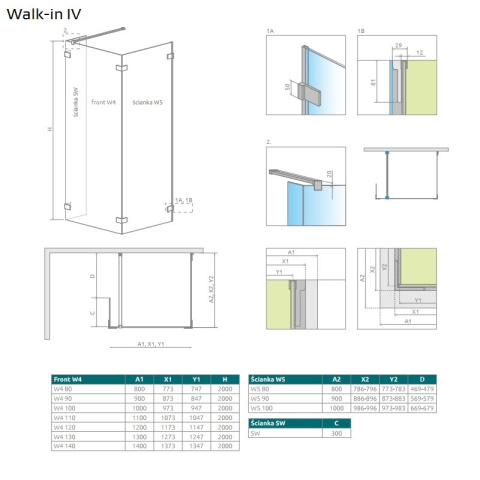 Radaway Euphoria Walk-In ścianka prysznicowa 90 cm boczna W5 chrom/szkło przezroczyste 383151-01-01