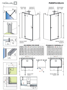 Radaway Fuenta Chrome KDJ+S drzwi prysznicowe 90 cm uchylne chrom połysk/szkło przezroczyste 1384020-01-01L