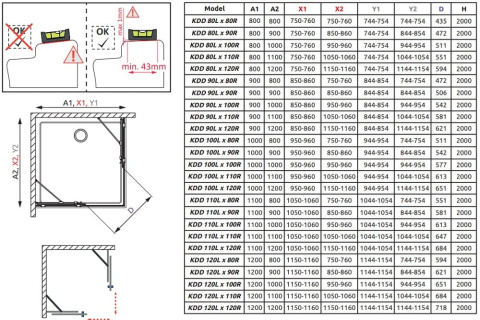 Radaway Furo KDD kabina prysznicowa część prawa 90x90 cm kwadratowa 10105090-01-01R