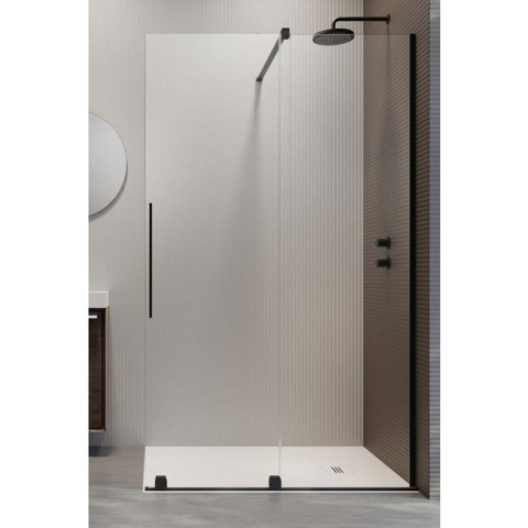 Radaway Furo Walk-In drzwi prysznicowe 58,8 cm uchylne czarny mat/szkło przezroczyste 10106588-54-01R