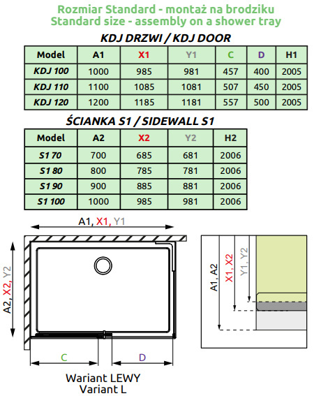 Radaway Idea 8 QL XL KDJ drzwi prysznicowe 56,7 cm rozsuwane chrom połysk/szkło przezroczyste 10560567-01-01R