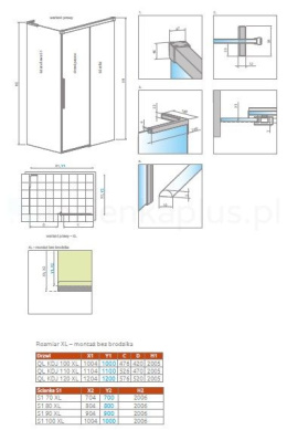 Radaway Idea 8 QL XL KDJ drzwi prysznicowe 61,7 cm rozsuwane chrom połysk/szkło przezroczyste 10560617-01-01L