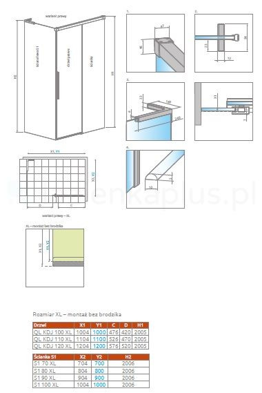 Radaway Idea 8 QL XL KDJ drzwi prysznicowe 61,7 cm rozsuwane chrom połysk/szkło przezroczyste 10560617-01-01L