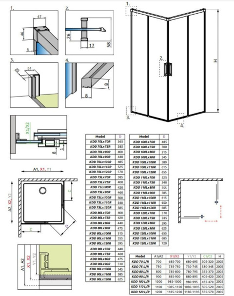 Radaway Idea KDD kabina prysznicowa część prawa 90x90 cm kwadratowa 387060-09-01R