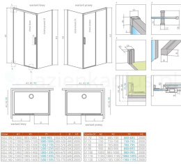 Radaway Idea White KDJ drzwi prysznicowe 100 cm lewe biały mat/szkło przezroczyste 387040-04-01L