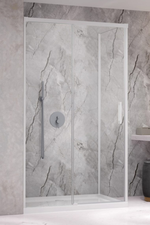 Radaway Idea White KDJ drzwi prysznicowe 110 cm lewe biały mat/szkło przezroczyste 387041-04-01L