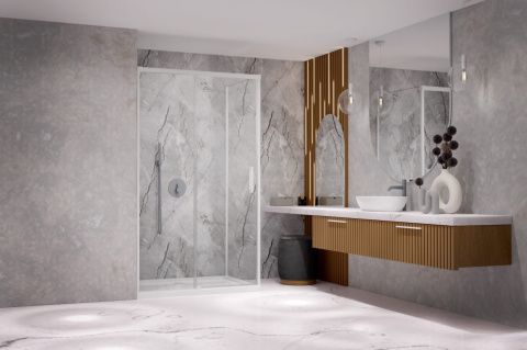 Radaway Idea White KDJ drzwi prysznicowe 110 cm prawe biały mat/szkło przezroczyste 387041-04-01R