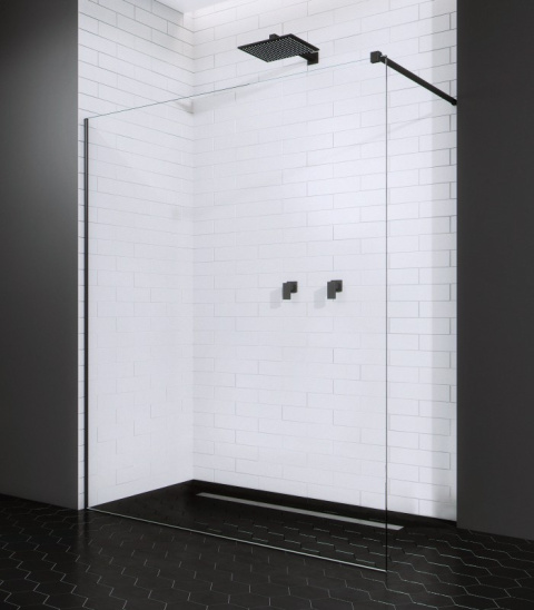 Radaway Modo New II Black Walk-In ścianka 115 cm czarny mat/szkło przezroczyste 389115-54-01