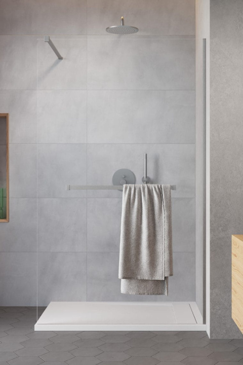 Radaway Modo New II kabina prysznicowa Walk-In z wieszakiem szczotkowany nikiel/szkło przezroczyste 389094-91-01W