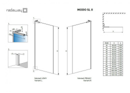 Radaway Modo SL Black II ścianka prysznicowa walk-in 115 cm czarny mat/szkło przezroczyste 10319115-54-01R