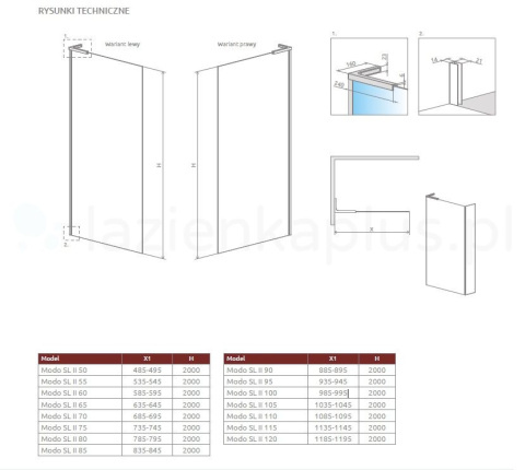 Radaway Modo SL Brushed Gold II Walk-in ścianka prysznicowa 100 cm lewa złoty szczotkowany/szkło przezroczyste 10319104-99-01L