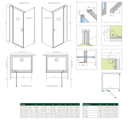 Radaway Nes Black KDJ II drzwi prysznicowe 100 cm prawe czarny mat/szkło przezroczyste 10032100-54-01R