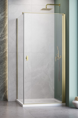 Radaway Nes Brushed Gold KDJ drzwi prysznicowe 80 cm uchylne złoty szczotkowany/szkło przezroczyste 10022080-99-01L