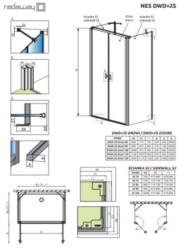Radaway Nes DWD+2S drzwi prysznicowe 100 cm chrom/szkło przezroczyste 10035100-01-01