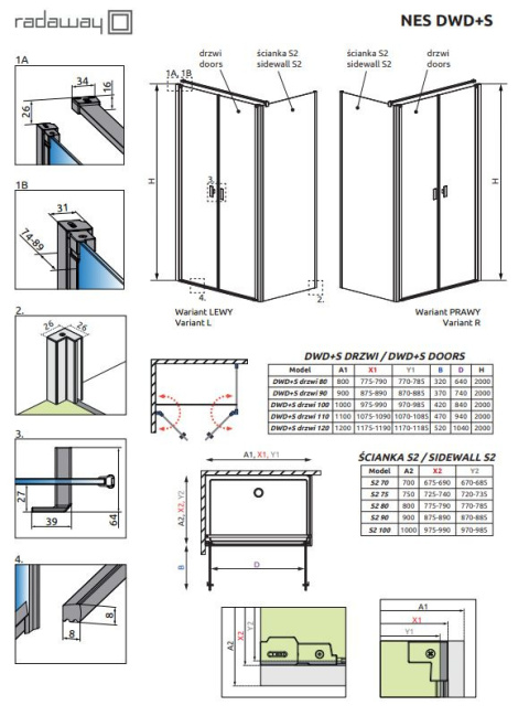 Radaway Nes DWD+S drzwi prysznicowe 100 cm chrom/szkło przezroczyste 10034100-01-01