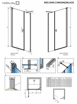 Radaway Nes DWS drzwi prysznicowe 100 cm wnękowe lewe chrom/szkło przezroczyste 10028100-01-01L