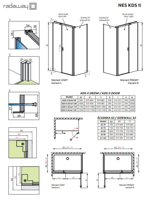 Radaway Nes KDS II drzwi prysznicowe 100 cm lewe chrom/szkło przezroczyste 10033100-01-01L