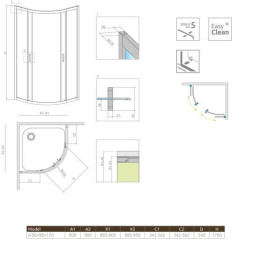 Radaway Premium Plus A 1700 kabina prysznicowa 90x90 cm półokrągła chrom/szkło fabric 30401-01-06N