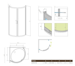 Radaway Premium Plus B kabina prysznicowa 90x90 cm półokrągła chrom/szkło grafitowe 30473-01-05N