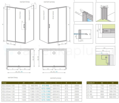 Radaway Premium Pro Black KDJ drzwi prysznicowe 120 cm rozsuwane czarny mat/szkło przezroczyste 1015120-54-01L