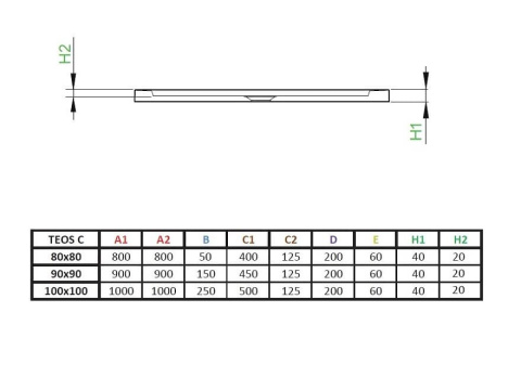 Radaway Teos C brodzik 100x100 cm kwadratowy biały HTC100100-04